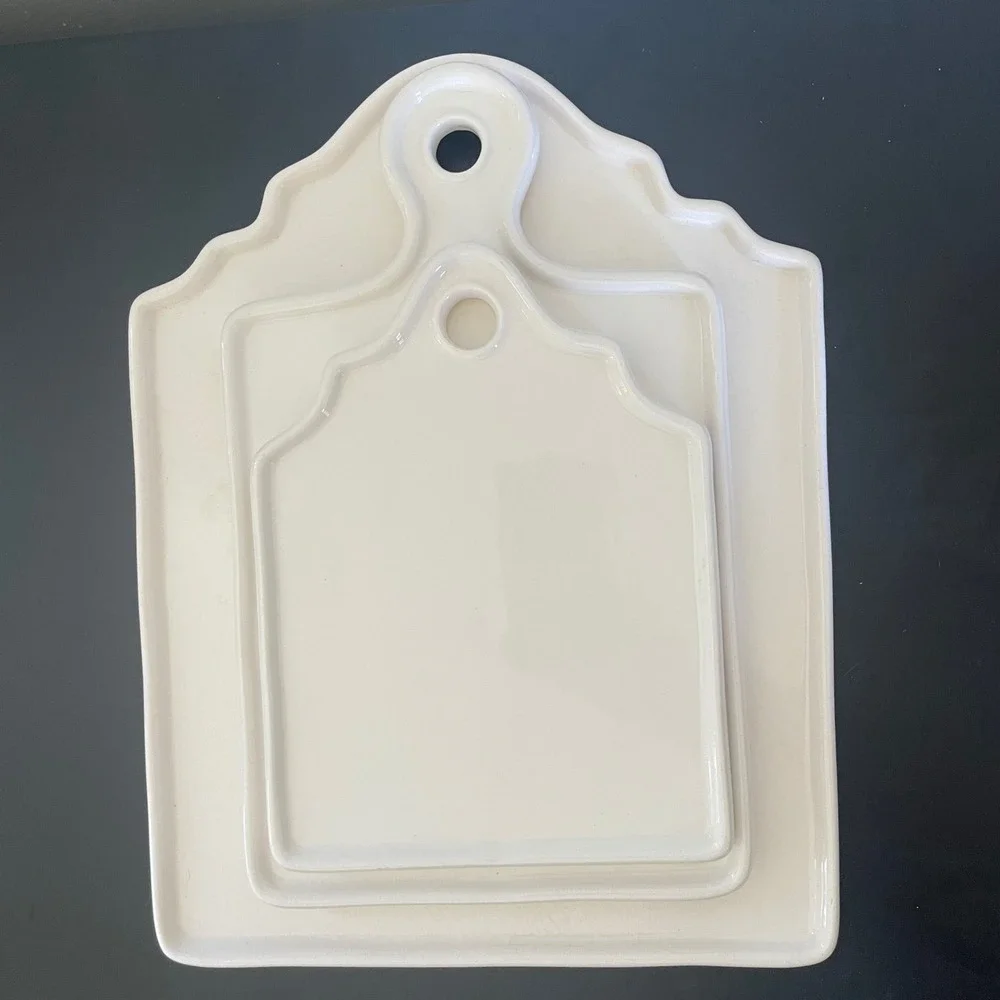 Pottery Barn Set of 3 Ceramic Serving Trays Dessert Cheese Charcuterie *READ